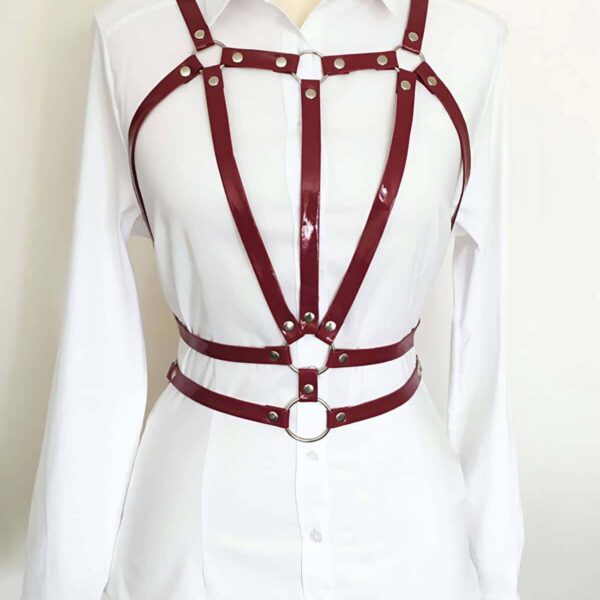 Beli Çift Sıralı Üçgen Deri Harness - APFT114