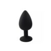 Elmas Taşlı Silikon Kaplı Anal Plug M Orta Boy 8 cm Siyah