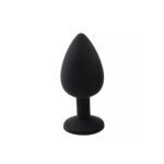 Elmas Taşlı Silikon Kaplı Anal Plug M Orta Boy 8 cm Siyah