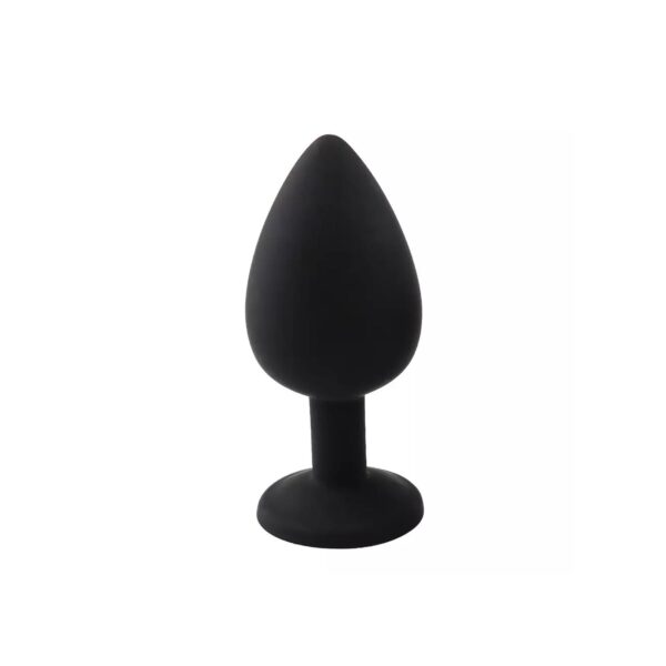 Elmas Taşlı Silikon Kaplı Anal Plug M Orta Boy 8 cm Siyah