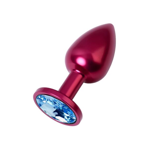 Metal Mavi Taşlı Kırmızı Anal Plug Orta Boy