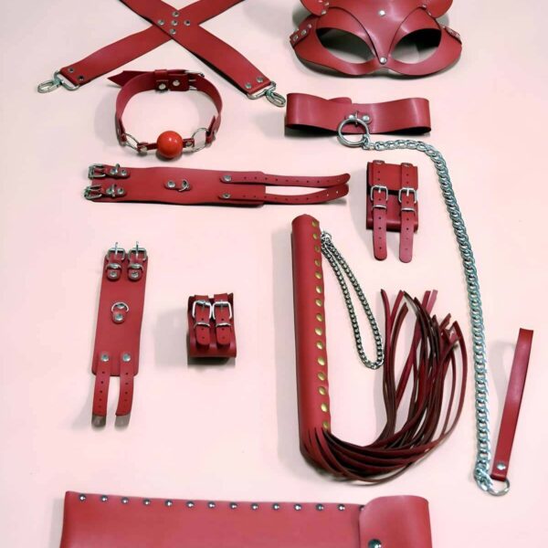 7'li Fantezi Kırbaç Kelepçe Set, Kelepçe Takım, Ayak Kelepçesi, Kedi Maskesi - APFT1309