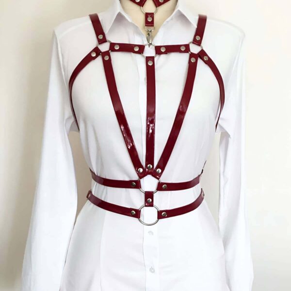 Boyundan Bağlamalı Çift Sıralı Üçgen Deri Harness - APFT115