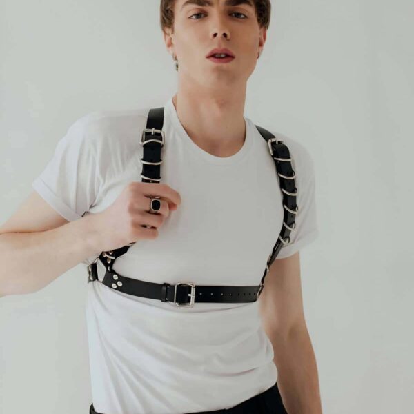 D Halka Detaylı Şık Erkek Harness - APFTM92