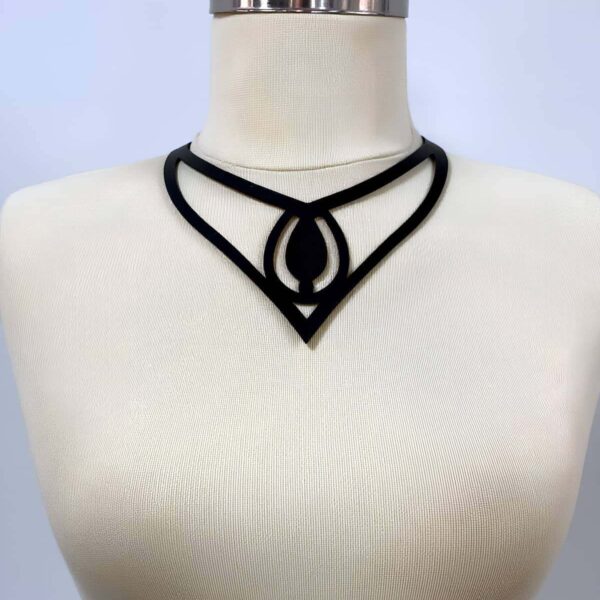 Damla Detaylı Şık Deri Choker, Deri Choker Kolye - APFT1410