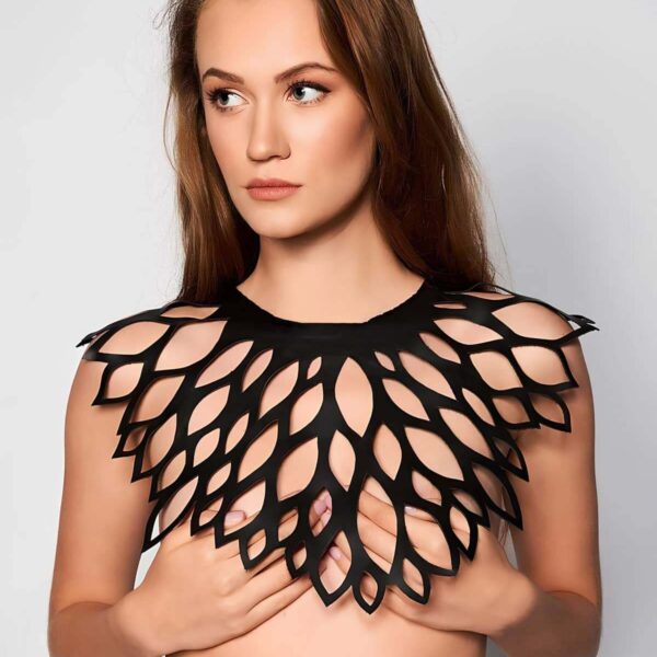 Damla Detaylı Şık Deri Harness Şal - APFT1407