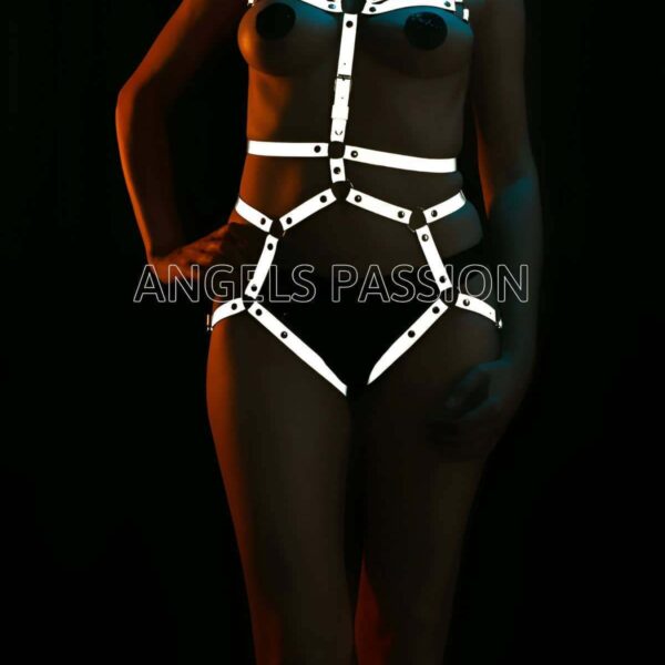 Dansçılar İçin Karanlıkta Parlayan Seksi Harness Takım - APFT453