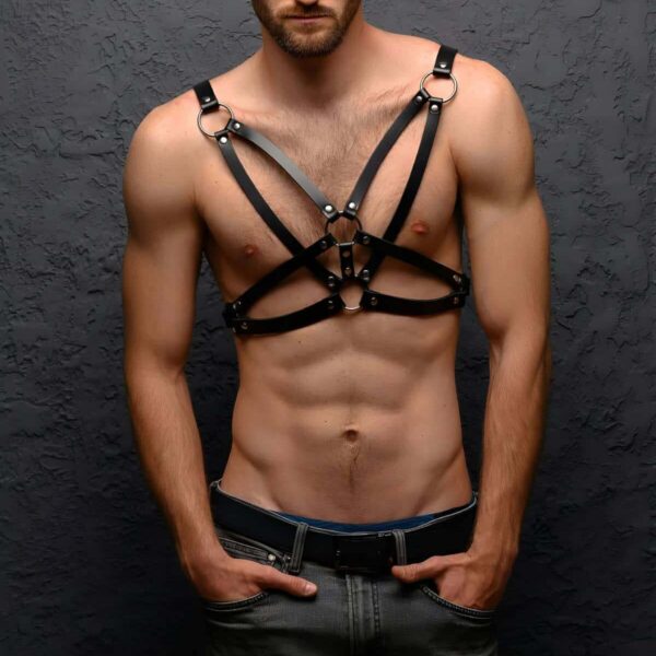 Erkek Göğüs Üzeri Deri Harness - APFTM104