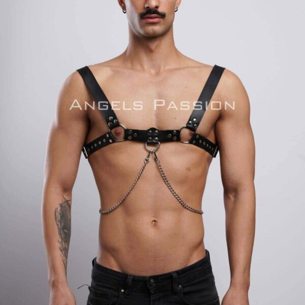 Erkek Gömlek Kemeri, Zincirli Göğüs Harness, Partywear, Clubwear - APFTM109