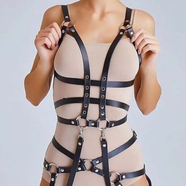 Full Body Vücudu Saran Fantezi Deri Harness - APFT502