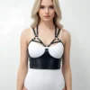 Göğüs Detaylı Deri Harness Büstiyer, Şık Deri Korse - APFT872