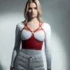 Göğüs Detaylı Deri Kırmız Harness Büstiyer, Şık Deri Korse - APFT872