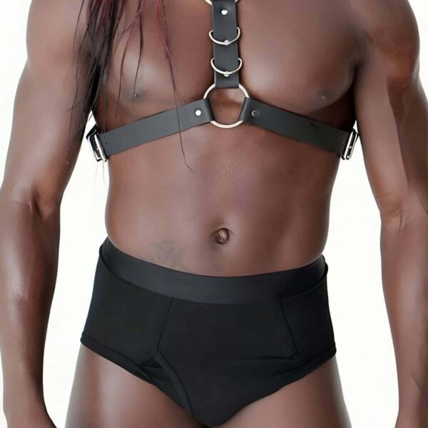 Göğüs Ve Halka Detaylı Erkek Deri Harness - APFTM85