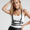 Gömlek ve T-Shirt Üzeri 3 Sıralı Şık Deri Kemer ve Choker - APFT615