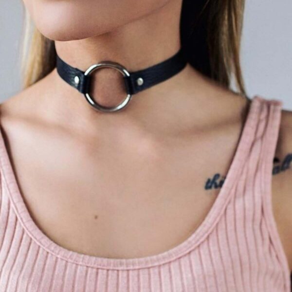 Halka Detaylı Ayarlanabilir Deri Zarif Choker - APFT686