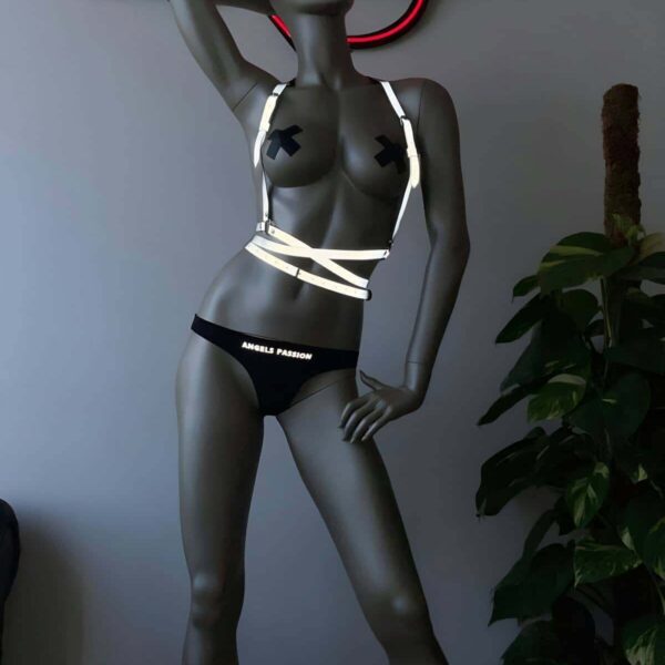 Kadın Fantazi İç Giyim Modelleri Rekflektörlü Harness - APFT198