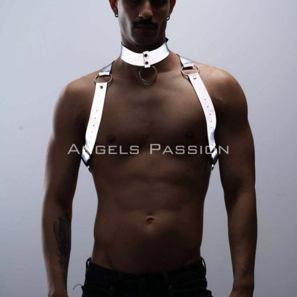 Karanlıkta Parlayan (Reflektörlü) Choker ve Göğüs Harness Takım, Clubwear - APFTM35
