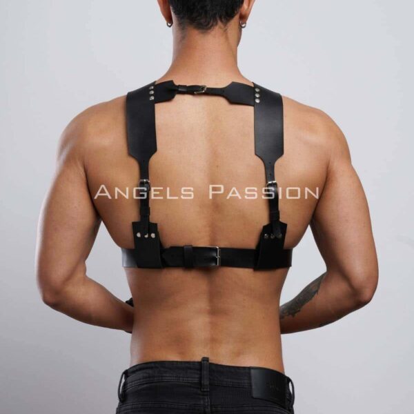 Kelepçeli Erkek Göğüs Harness, Deri Erkek Fantezi Harness, Kelepçeli Erkek Harness - APFTM121