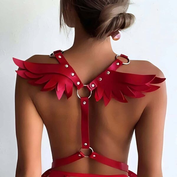 Melek Kanadı Detaylı Şık Deri Harness - APFT642
