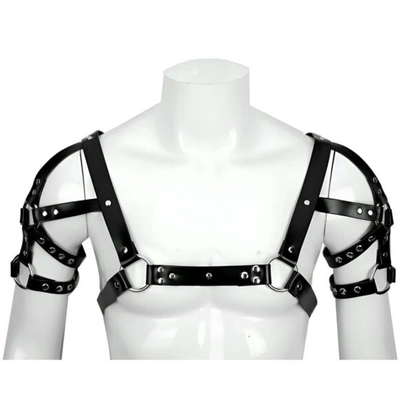 Omuz ve Kol Detaylı Şık Deri Erkek Harness, Erkek Club Giyim - APFTM164