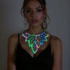 Rainbow Reflektörlü Büyük Yaprak Choker Kolye, Tarz Lazer Kesim Kolye - APFT1417