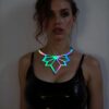 Rainbow Reflektörlü Lotus Choker Kolye, Şık Lazer Kesim Kolye - APFT1416