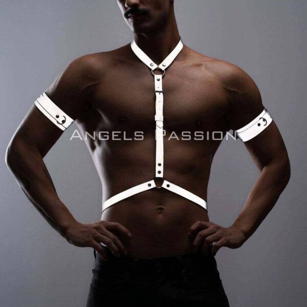 Reflektörlü Karanlıkta Yansıyan (Reflektörlü) Erkek Göğüs ve Pazu Harness Takım - APFTM15
