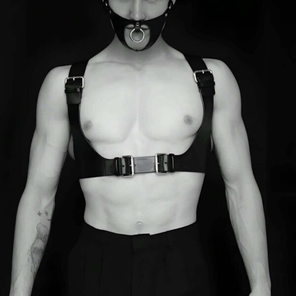 Seksi Deri Göğüs Ve Maske Harness - APFTM112