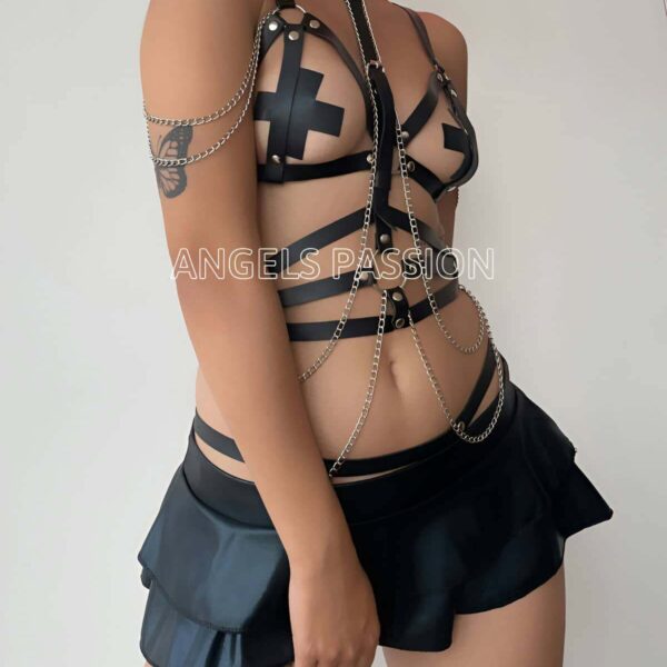 Siyah Deri Korse Harness Takım - APFT299