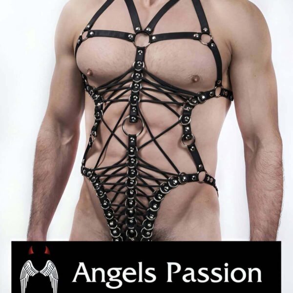 Siyah Seksi Lasitk Erkek Vücut Harness - APFTM68