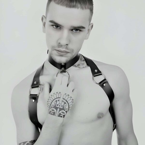 Tasmalı Seksi Deri Erkek Harness - APFTM35