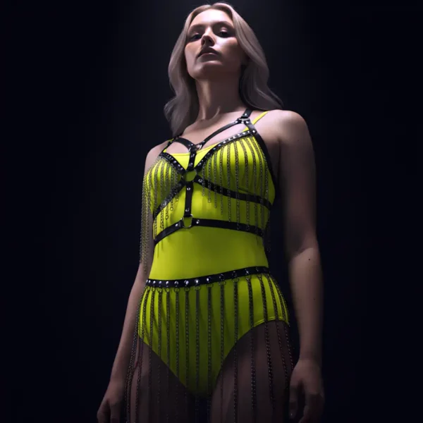 Zincirli Harness Takım, Deri Zincirli Etek Takım - APFT496