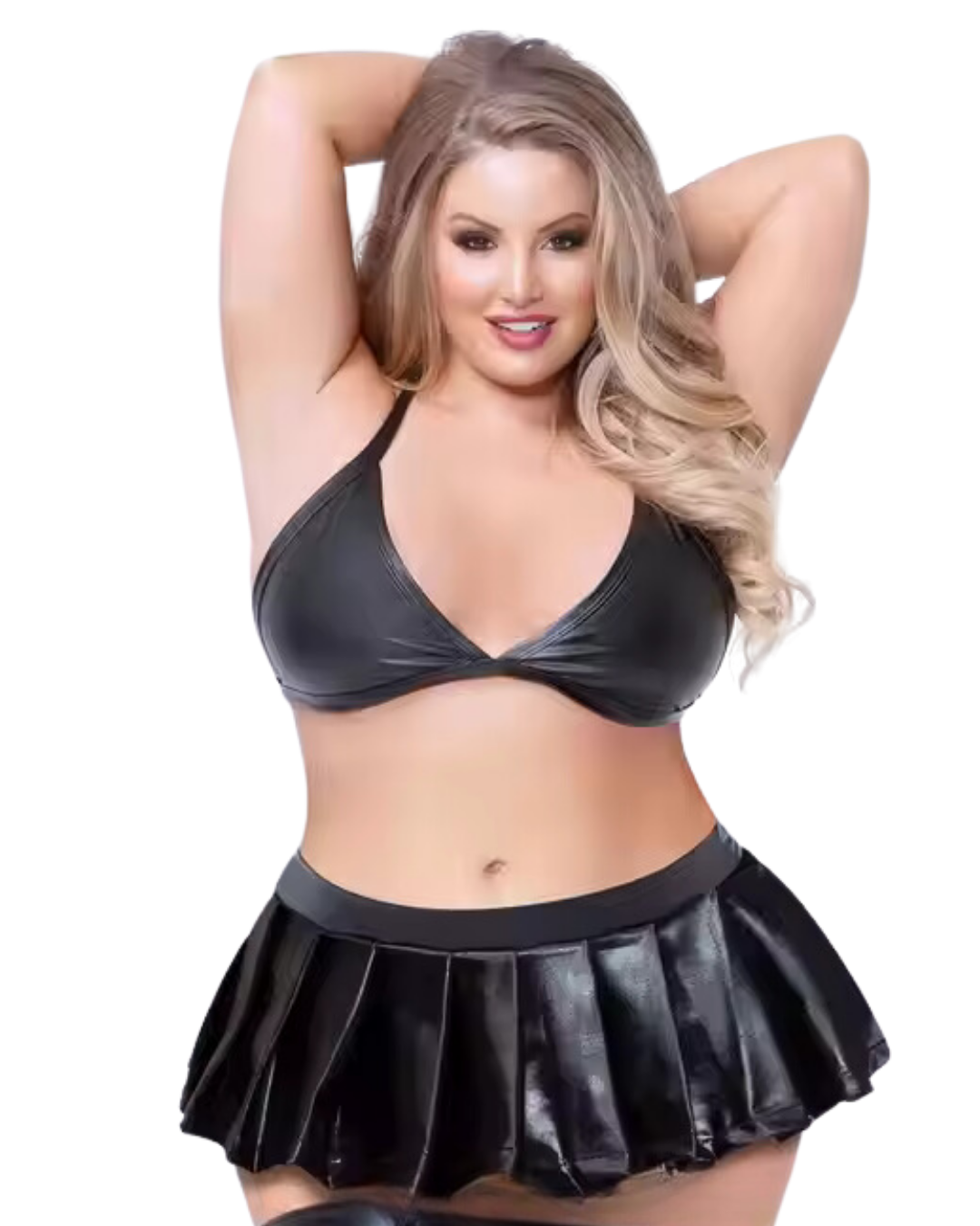 Tegan Büyük Beden Fantezi Sütyen ve Pileli Mini Etek Takımı TG2710129