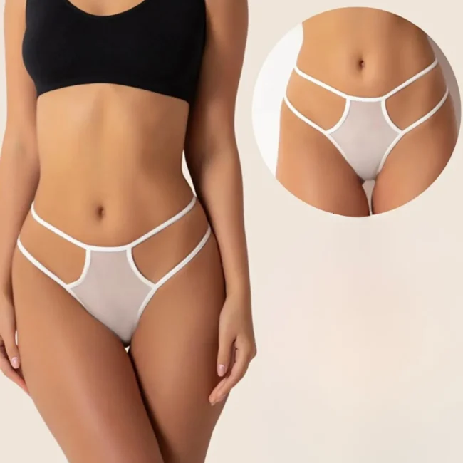 Tegan Büyük Beden Fantazi Beyaz Seksi TÜL Kadın String - Fantezi Tanga TG270039-B