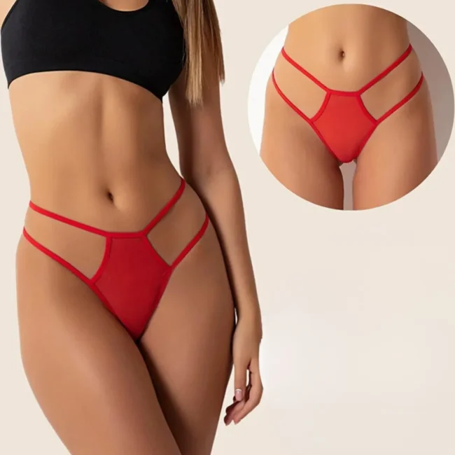 Tegan Büyük Beden Fantazi Kırmızı Seksi TÜL Kadın STRİNG - Fantezi Tanga TG270037-B