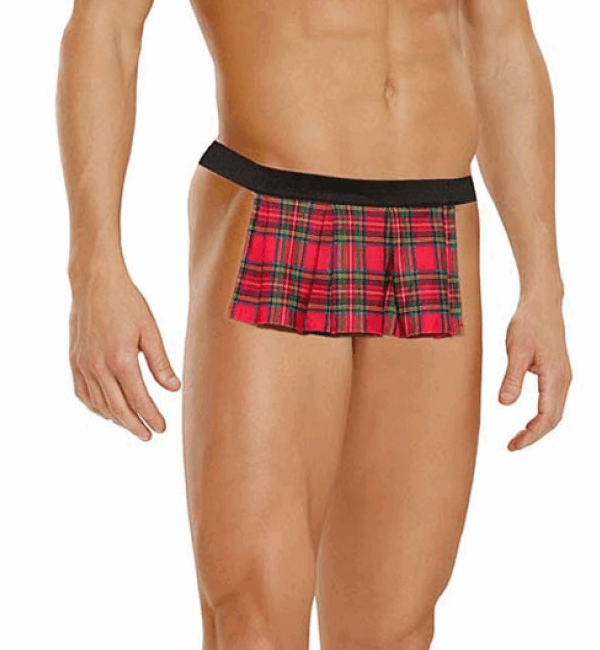 Tegan Fantezi Arkası Açık Ekoseli Erkek Etek  TG274592