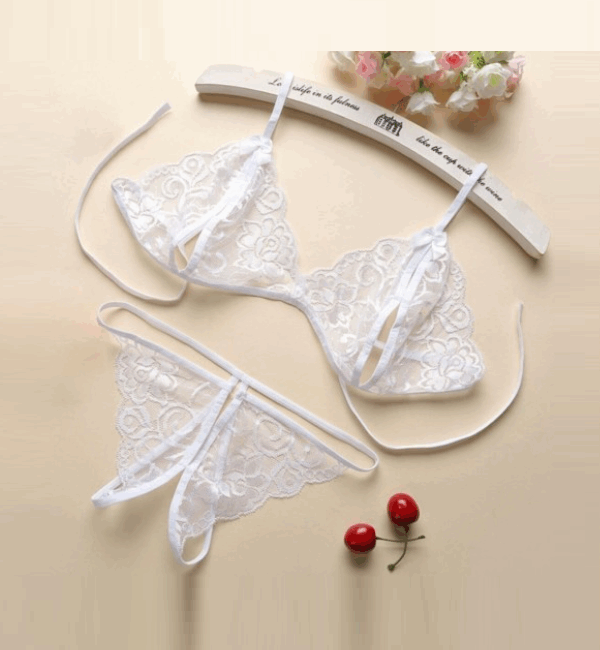 Tegan Fantezi Beyaz Dantelli Seksi Sütyen Kilot Takım TG279706