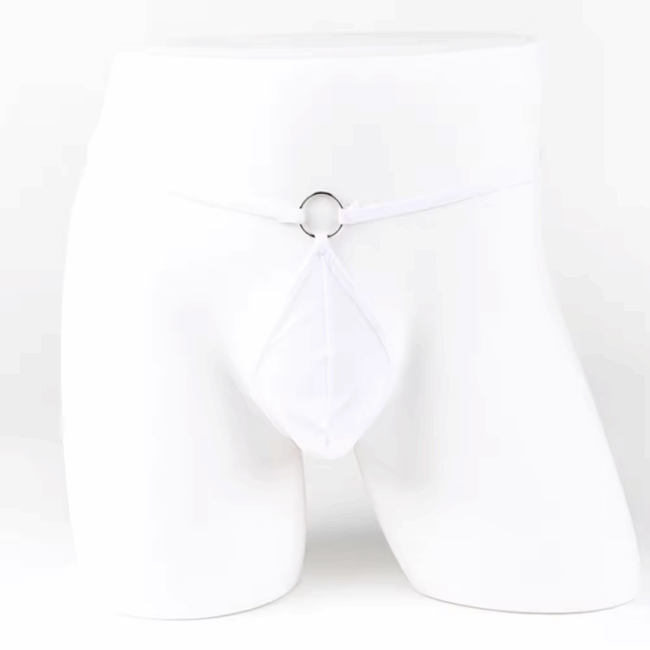 Tegan Fantezi Beyaz Transparan Halkalı Tül Erkek String Seksi Erkek İç Çamaşırı TG274611