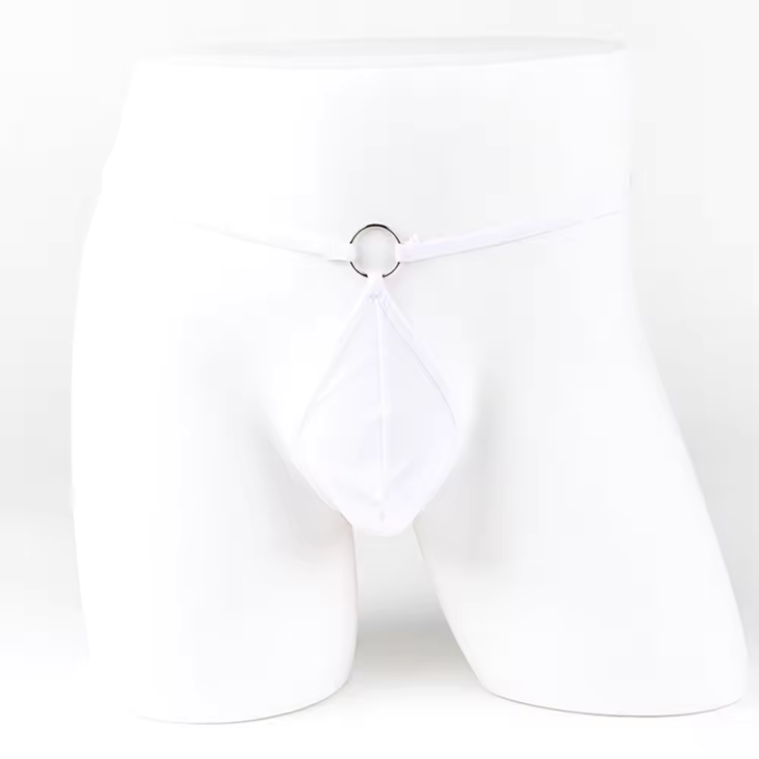 Tegan Fantezi Beyaz Transparan Halkalı Tül Erkek String Seksi Erkek İç Çamaşırı TG274611