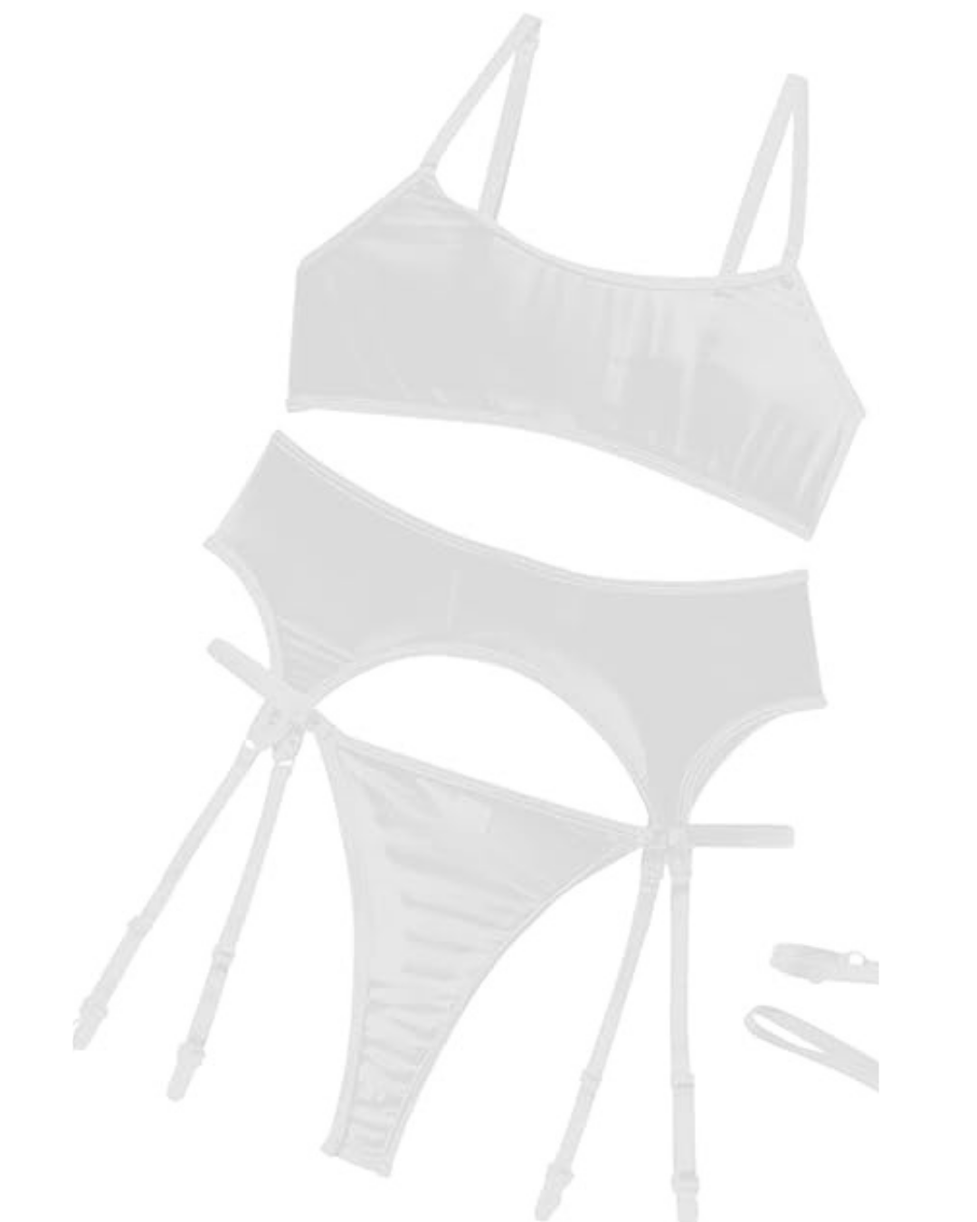 Tegan Fantezi Beyaz Transparan Tül Jartiyer Takımı TG273262 - Görsel 2