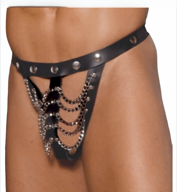 Tegan Fantezi Deri Zincirli Erkek Tanga İç Çamaşırı TG275419