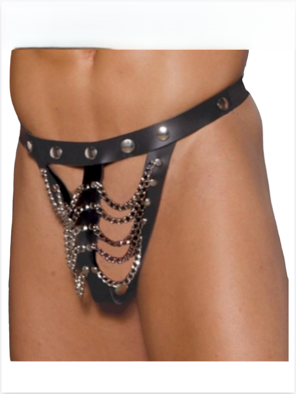 Tegan Fantezi Deri Zincirli Erkek Tanga İç Çamaşırı TG275419