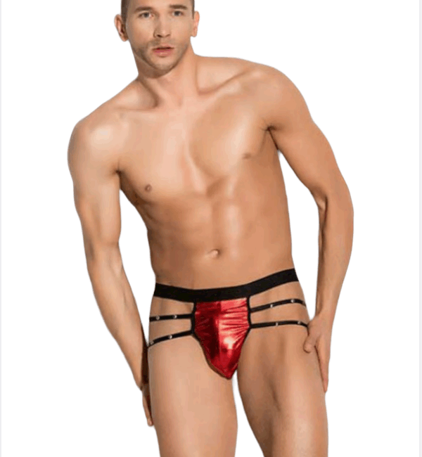 Tegan Fantezi  Erkek Aşk Kırmızısı Seksi Metalli Tanga - String TG274598