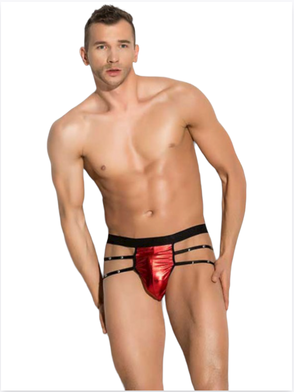 Tegan Fantezi  Erkek Aşk Kırmızısı Seksi Metalli Tanga - String TG274598