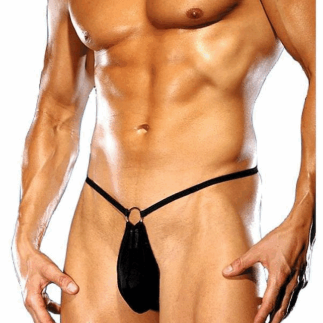 Tegan Fantezi Halkalı Seksi Siyah Erkek String TG274601