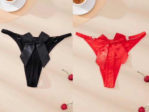 Tegan Büyük Beden Fantezi Kadın 2'li Fiyonklu Halkalı Tanga TG270044-B