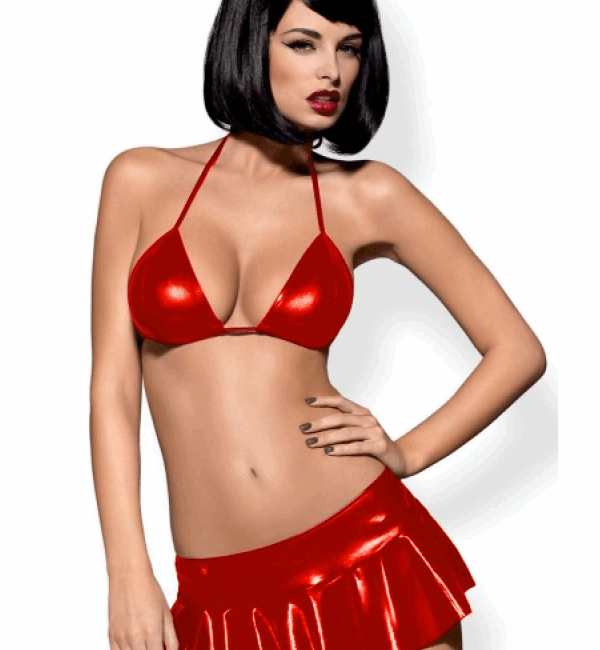 Tegan Fantezi Kırmızı Mini Etekli Seksi SütyenTakım Seksi İç Giyim TG279095