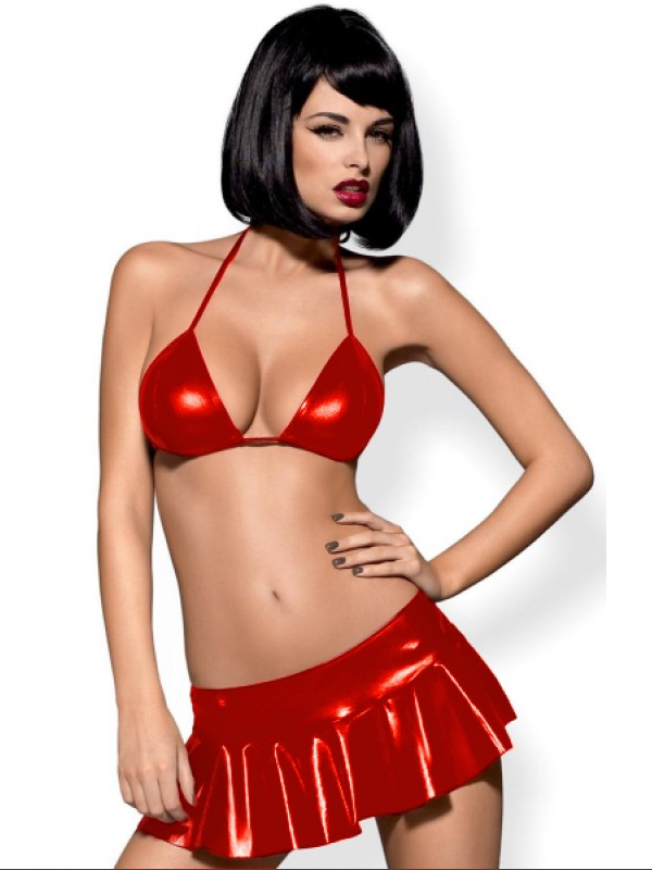 Tegan Fantezi Kırmızı Mini Etekli Seksi SütyenTakım Seksi İç Giyim TG279095