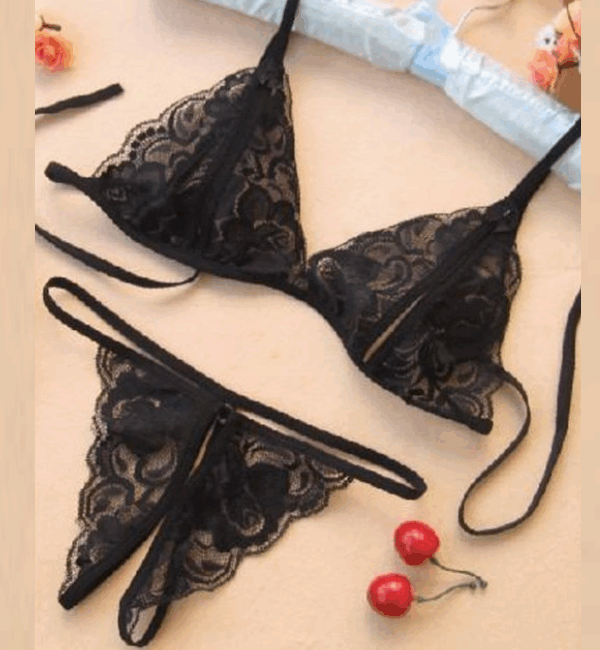 Tegan Fantezi Siyah Dantelli Seksi Sütyen Külot Takım TG279705