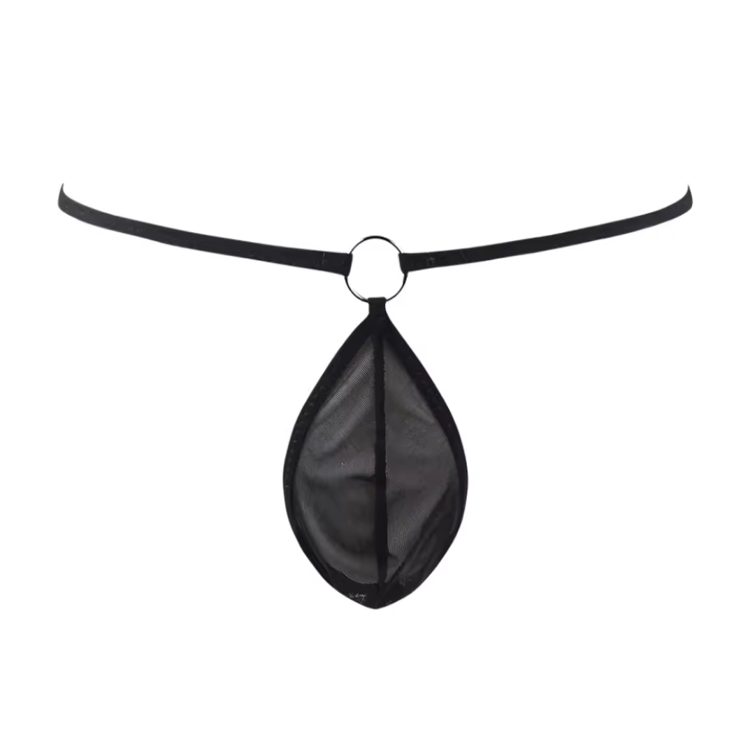 Tegan Fantezi Siyah Transparan Halkalı Tül Erkek String Seksi Erkek İç Çamaşırı TG274610